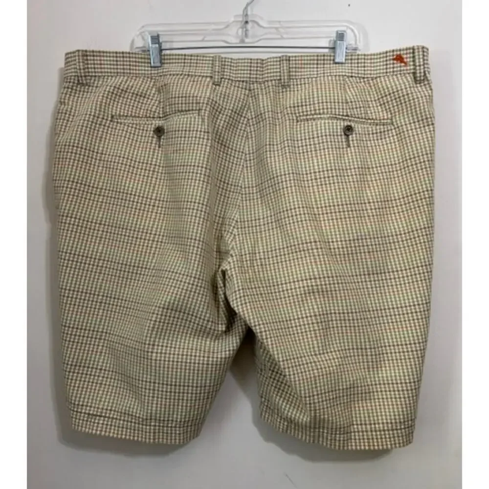 Tommy Bahama Shorts Plaid Golf Size 42 100% Cotton Preppy Flat Front
